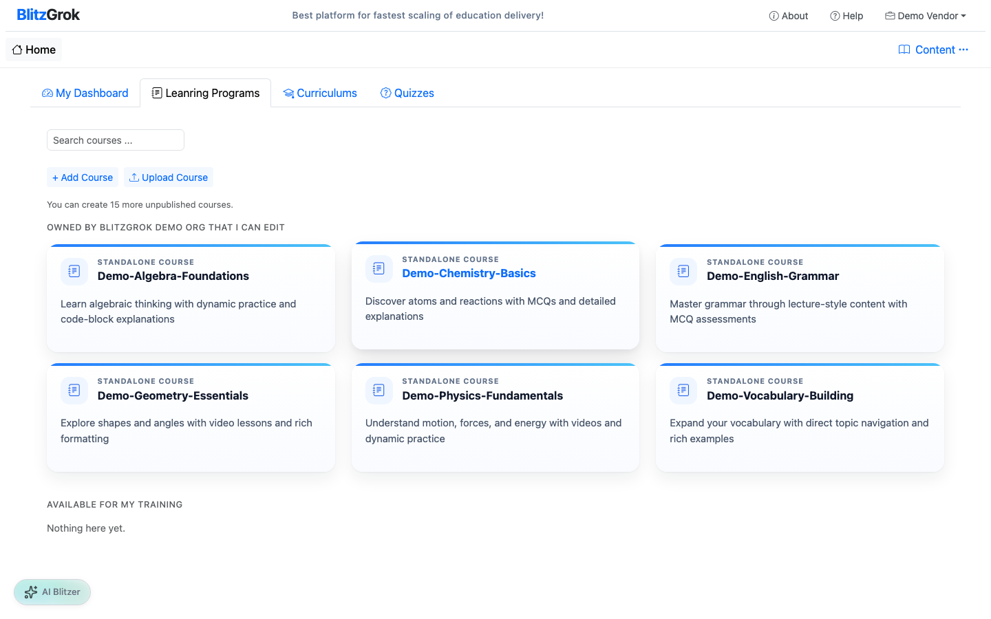 Educator dashboard: add course