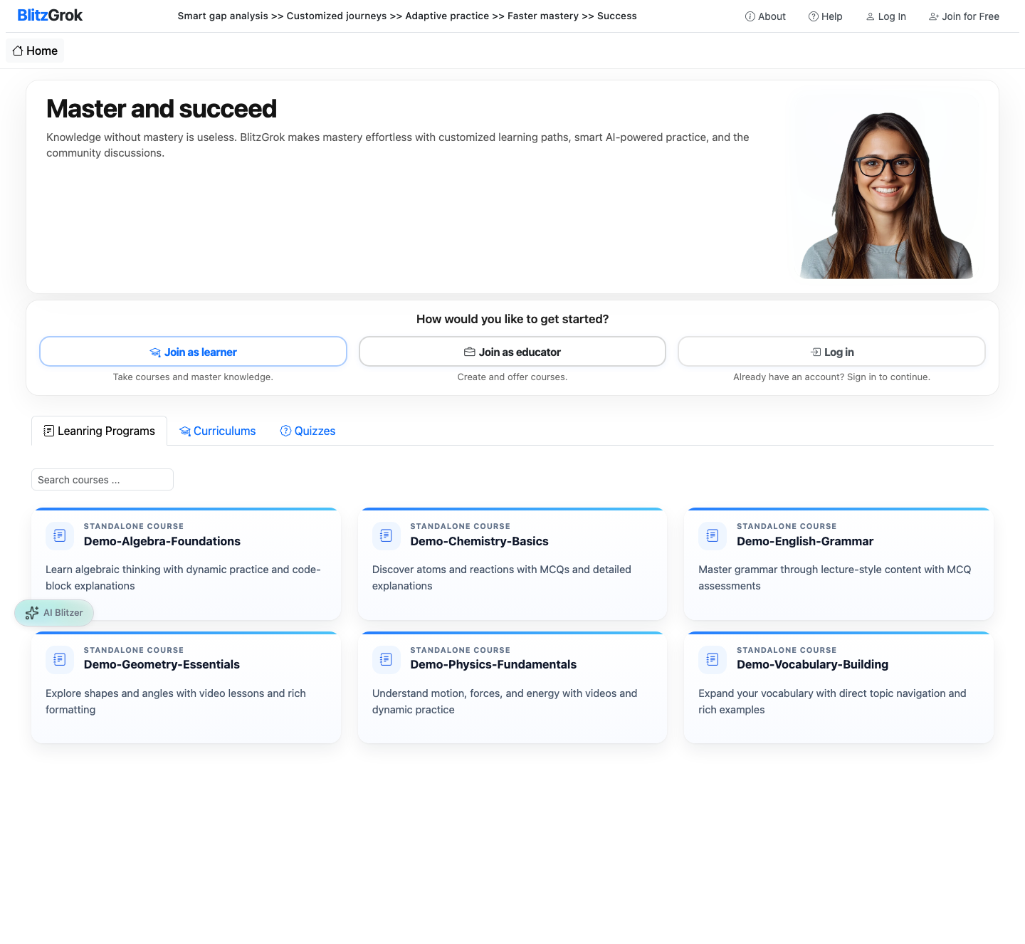 Courses listing